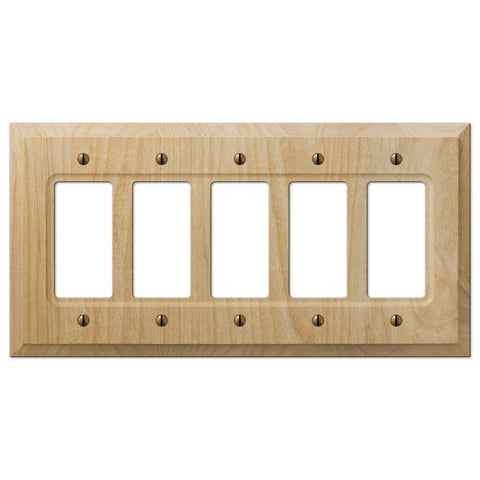 Baker Unfinished Alder Wood - 5 Rocker Wallplate - Wallplate Warehouse 180R5 - B 070686580103 5 Rocker