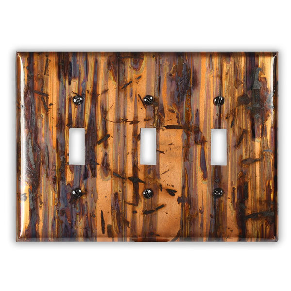 Bamboo Forest Copper - 3 Toggle Wallplate - Wallplate Warehouse BAMFCOP3T 819332020989 3 Toggle