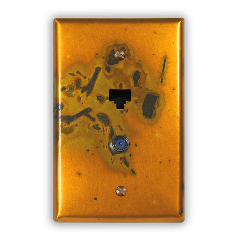 Bamboo Golden Copper - 1 Data Jack / 1 Cable Jack Wallplate - Wallplate Warehouse BAMGCOP1DJ1CJ 819332021436
