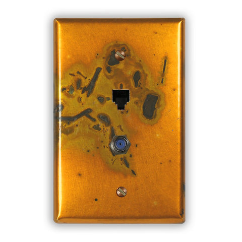 Bamboo Golden Copper - 1 Phone Jack / 1 Cable Jack Wallplate - Wallplate Warehouse BAMGCOP1PJ1CJ 819332021429