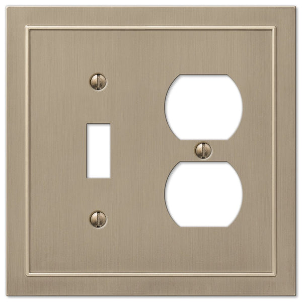 Bethany Brushed Bronze Cast - 1 Toggle / 1 Duplex Wallplate - Wallplate Warehouse 57TDBZ 070686583531 1 Toggle / 1 Duplex