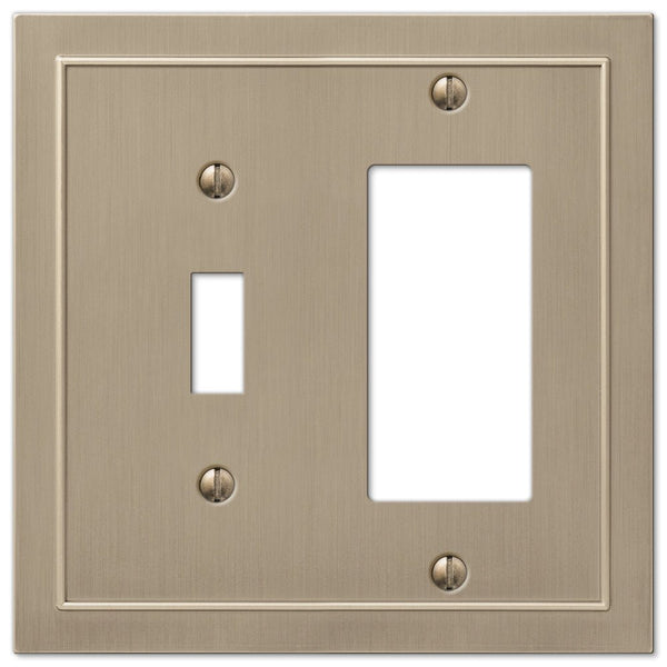 Bethany Brushed Bronze Cast - 1 Toggle / 1 Rocker Wallplate - Wallplate Warehouse 57TRBZ 070686583548 1 Toggle / 1 Rocker