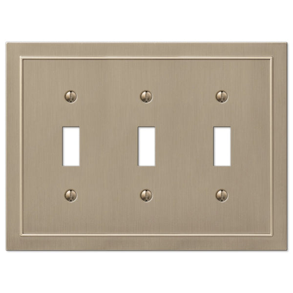 Bethany Brushed Bronze Cast - 3 Toggle Wallplate - Wallplate Warehouse 57TTTBZ 070686583524 3 Toggle