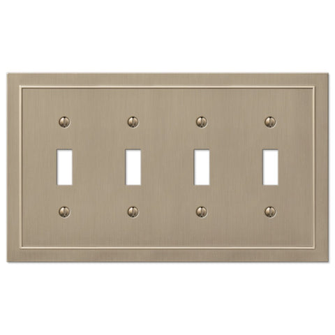 Bethany Brushed Bronze Cast - 4 Toggle Wallplate - Wallplate Warehouse 57T4BZ 070686583593 4 Toggle