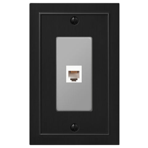 Bethany Matte Black Cast - 1 Phone Jack Wallplate - Wallplate Warehouse 57PHBK 070686586686 Phone Jacks