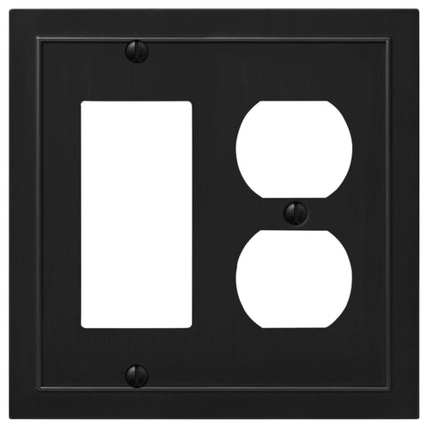 Bethany Matte Black Cast - 1 Rocker / 1 Duplex Wallplate - Wallplate Warehouse 57RDBK - B 070686020494 1 Rocker / 1 Duplex