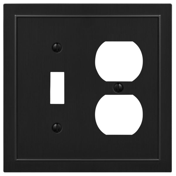 Bethany Matte Black Cast - 1 Toggle / 1 Duplex Wallplate - Wallplate Warehouse 57TDBK 070686586587 1 Toggle / 1 Duplex