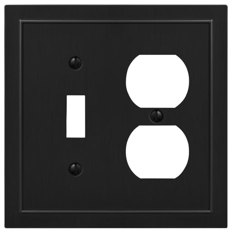 Bethany Matte Black Cast - 1 Toggle / 1 Duplex Wallplate - Wallplate Warehouse 57TDBK 070686586587 1 Toggle / 1 Duplex