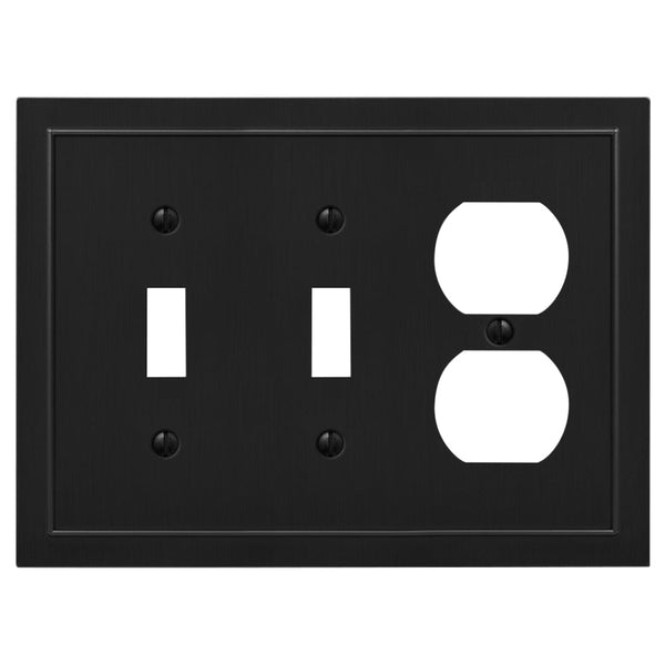Bethany Matte Black Cast - 2 Toggle / 1 Duplex Wallplate - Wallplate Warehouse 57TTDBK 070686586624 2 Toggle / 1 Duplex
