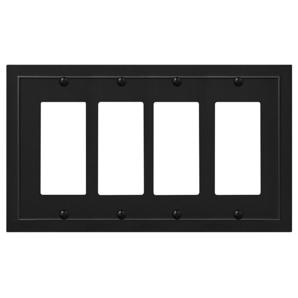 Bethany Matte Black Cast - 4 Rocker Wallplate - Wallplate Warehouse 57R4BK 070686586662 4 Rocker