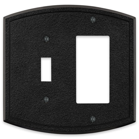 Blackwell Black Iron Cast - 1 Toggle / 1 Rocker Wallplate - Wallplate Warehouse 58TRBI - B 070686012307 1 Toggle / 1 Rocker