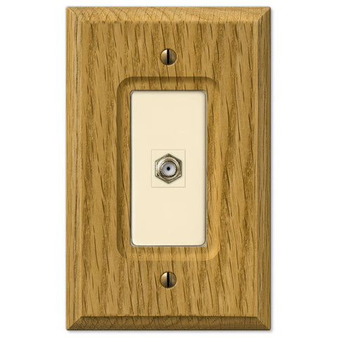 Carson Light Oak Wood - 1 Cable Jack Wallplate - Wallplate Warehouse 4025CX 070686580813 Cable Jacks