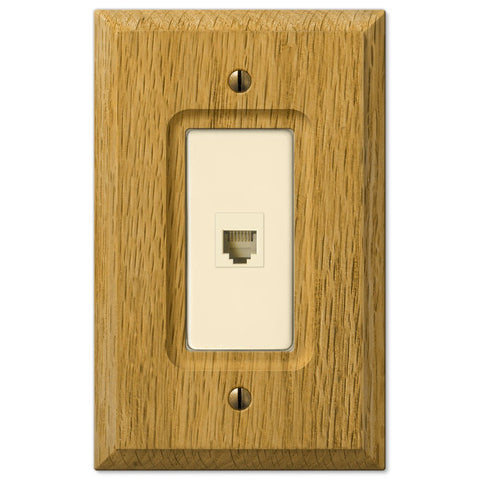 Carson Light Oak Wood - 1 Phone Jack Wallplate - Wallplate Warehouse 4025PH 070686580820 Phone Jacks