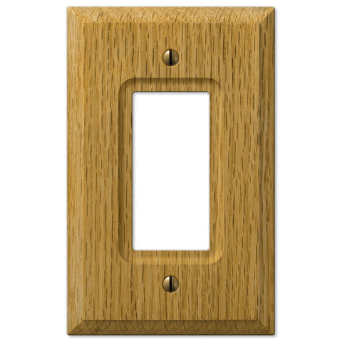 Carson Light Oak Wood - 1 Rocker Wallplate - Wallplate Warehouse 4025R 070686401873 1 Rocker