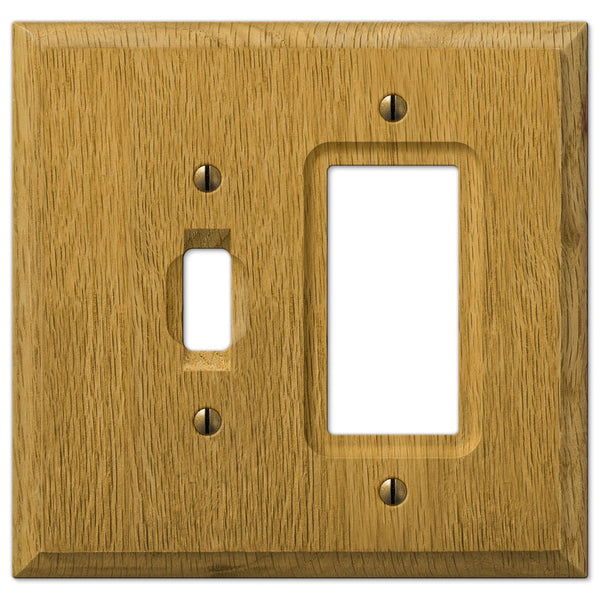 Wall Panel Rocker Carson Light Oak Wood - 1 Toggle / 1 Rocker Wallplate