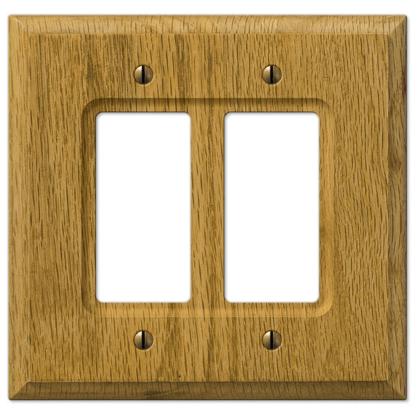 Carson Light Oak Wood - 2 Rocker Wallplate - Wallplate Warehouse 4025RR 070686401880 2 Rocker