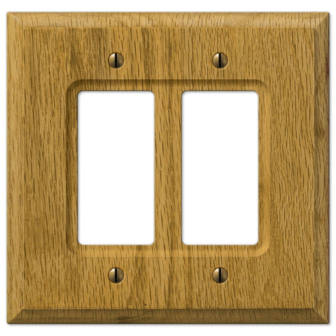 Carson Light Oak Wood - 2 Rocker Wallplate - Wallplate Warehouse 4025RR 070686401880 2 Rocker