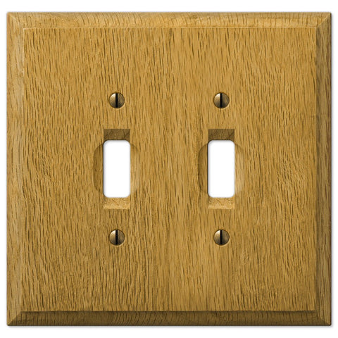 Carson Light Oak Wood - 2 Toggle Wallplate - Wallplate Warehouse 4025TT 070686401835 2 Toggle