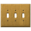 Carson Light Oak Wood - 3 Toggle Wallplate - Wallplate Warehouse 4025TTT 070686401866 3 Toggle
