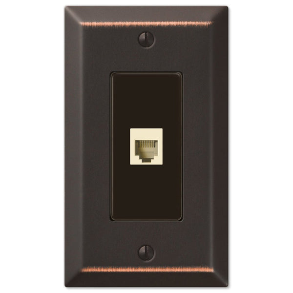 Century Aged Bronze Steel - 1 Phone Jack Wallplate - Wallplate Warehouse 163PHDB 070686580493 Phone Jacks