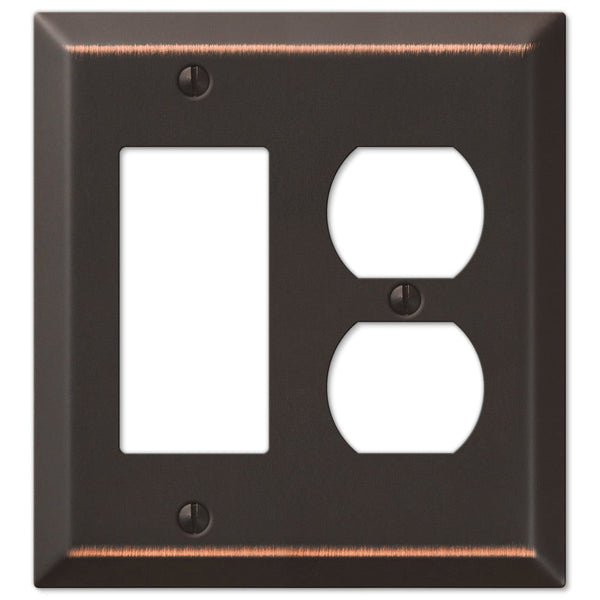Century Aged Bronze Steel - 1 Rocker / 1 Duplex Wallplate - Wallplate Warehouse 163RDDB 070686578421 1 Rocker / 1 Duplex