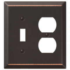 Century Aged Bronze Steel - 1 Toggle / 1 Duplex Wallplate