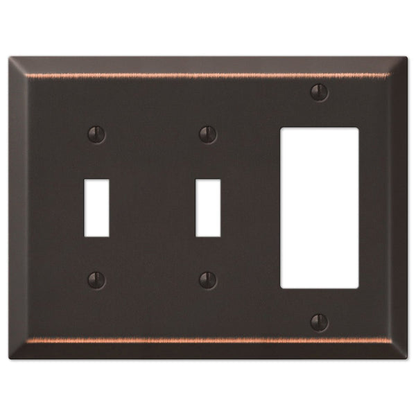 Century Aged Bronze Steel - 2 Toggle / 1 Rocker Wallplate - Wallplate Warehouse 163TTRDB 070686579817 2 Toggle / 1 Rocker