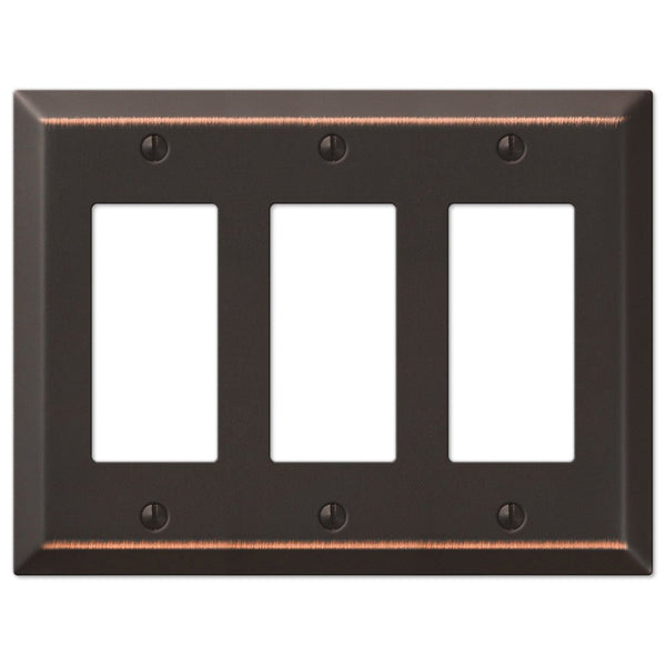 Century Aged Bronze Steel - 3 Rocker Wallplate - Wallplate Warehouse 163RRRDB 070686556856 3 Rocker