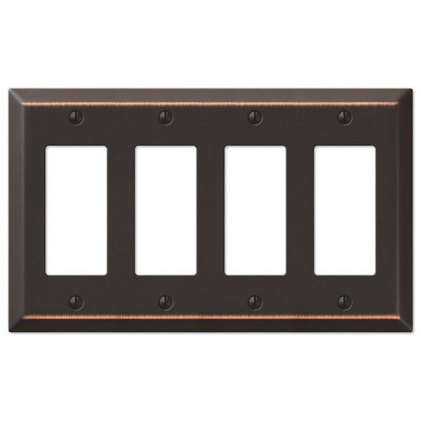 Century Aged Bronze Steel - 4 Rocker Wallplate - Wallplate Warehouse 163R4DB 070686556870 4 Rocker
