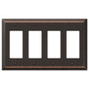 Century Aged Bronze Steel - 4 Rocker Wallplate - Wallplate Warehouse 163R4DB 070686556870 4 Rocker