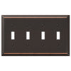 Century Aged Bronze Steel - 4 Toggle Wallplate - Wallplate Warehouse 163T4DB 070686556863 4 Toggle