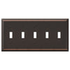Century Aged Bronze Steel - 5 Toggle Wallplate - Wallplate Warehouse 163T5DB 070686579831 5 Toggle