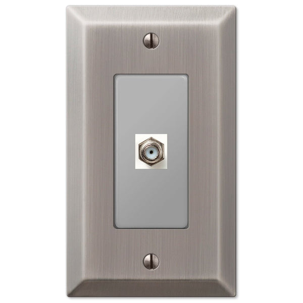 Century Antique Nickel Steel - 1 Cable Jack Wallplate - Wallplate Warehouse 163CXAN 070686580387 Cable Jacks