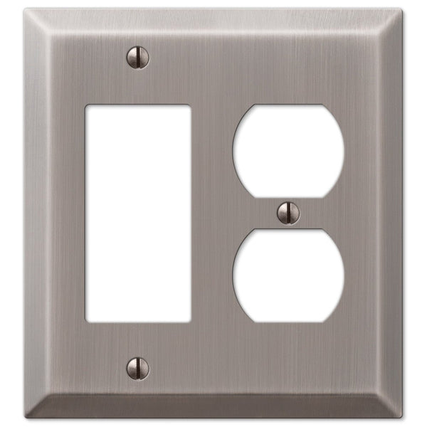 Century Antique Nickel Steel - 1 Rocker / 1 Duplex Wallplate - Wallplate Warehouse 163RDAN 070686574416 1 Rocker / 1 Duplex