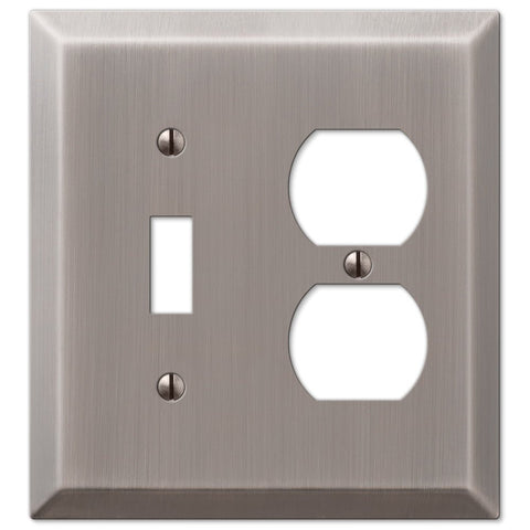 Century Antique Nickel Steel - 1 Toggle / 1 Duplex Wallplate - Wallplate Warehouse 163TDAN 070686574379 1 Toggle / 1 Duplex