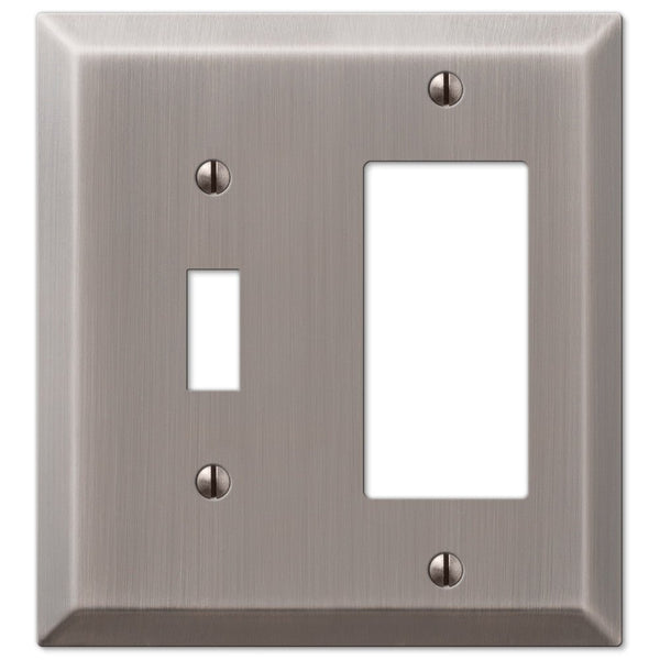 Century Antique Nickel Steel - 1 Toggle / 1 Rocker Wallplate - Wallplate Warehouse 163TRAN 070686574386 1 Toggle / 1 Rocker