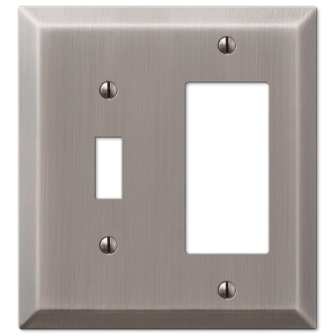 Century Antique Nickel Steel - 1 Toggle / 1 Rocker Wallplate - Wallplate Warehouse 163TRAN 070686574386 1 Toggle / 1 Rocker