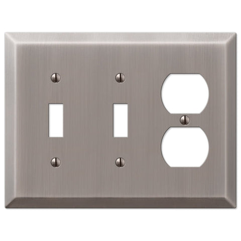Century Antique Nickel Steel - 2 Toggle / 1 Duplex Wallplate - Wallplate Warehouse 163TTDAN 070686574423 2 Toggle / 1 Duplex