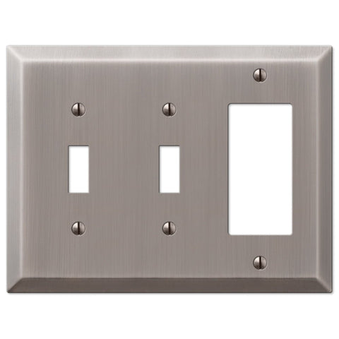 Century Antique Nickel Steel - 2 Toggle / 1 Rocker Wallplate - Wallplate Warehouse 163TTRAN 070686574430 2 Toggle / 1 Rocker