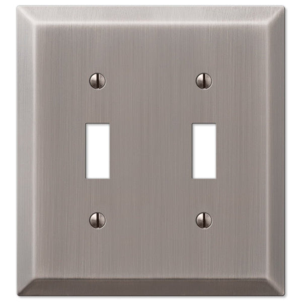 Century Antique Nickel Steel - 2 Toggle Wallplate - Wallplate Warehouse 163TTAN 070686574362 2 Toggle
