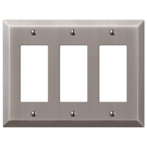 Century Antique Nickel Steel - 3 Rocker Wallplate - Wallplate Warehouse 163RRRAN 070686574454 3 Rocker