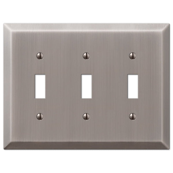 Century Antique Nickel Steel - 3 Toggle Wallplate - Wallplate Warehouse 163TTTAN 070686574447 3 Toggle
