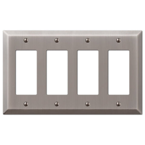 Century Antique Nickel Steel - 4 Rocker Wallplate - Wallplate Warehouse 163R4AN 070686574478 4 Rocker