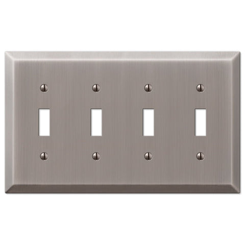 Century Antique Nickel Steel - 4 Toggle Wallplate - Wallplate Warehouse 163T4AN 070686574461 4 Toggle
