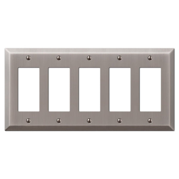 Century Antique Nickel Steel - 5 Rocker Wallplate - Wallplate Warehouse 163R5AN 070686574492 5 Rocker
