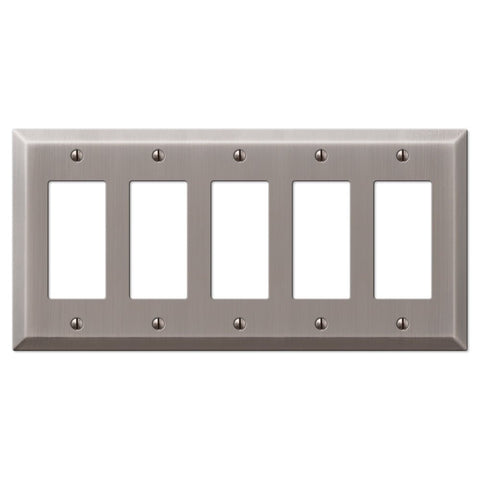 Century Antique Nickel Steel - 5 Rocker Wallplate - Wallplate Warehouse 163R5AN 070686574492 5 Rocker