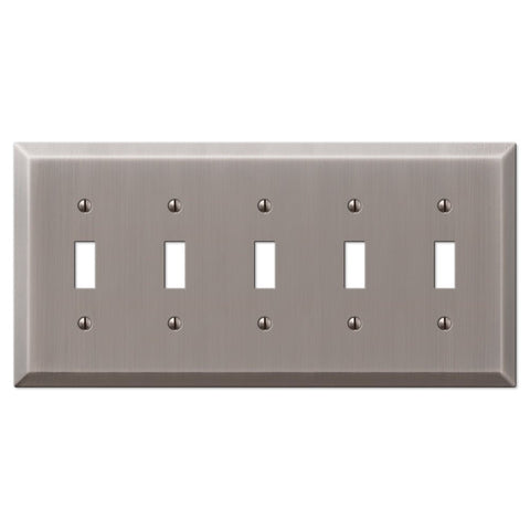 Century Antique Nickel Steel - 5 Toggle Wallplate - Wallplate Warehouse 163T5AN 070686574485 5 Toggle