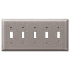 Century Antique Nickel Steel - 5 Toggle Wallplate - Wallplate Warehouse 163T5AN 070686574485 5 Toggle