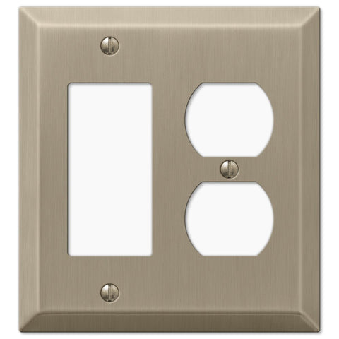 Century Brushed Bronze Steel - 1 Rocker / 1 Duplex Wallplate - Wallplate Warehouse 163RDBZ 070686574690 1 Rocker / 1 Duplex