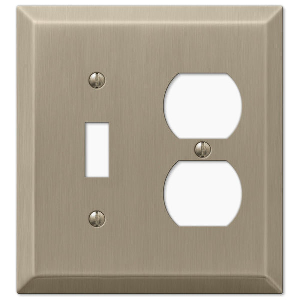 Century Brushed Bronze Steel - 1 Toggle / 1 Duplex Wallplate - Wallplate Warehouse 163TDBZ 070686574652 1 Toggle / 1 Duplex